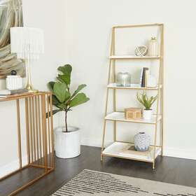 Studio 350 196094019261 Gold Metal 4 Shelves Shelving Unit - 24 X 16 59