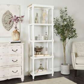 Studio 350 196094703948 White Wood Farmhouse Shelving Unit - 23 X 13 72