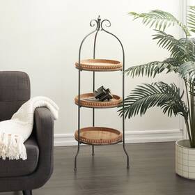 Studio 350 758647164028 Brown Metal Arched Beaded 3 Shelves Shelving Unit With 17 X 51
