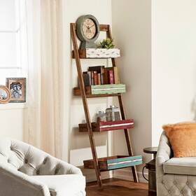 Studio 350 758647842568 Brown Wood 4 Shelves Shelving Unit Multi-color Farmhouse