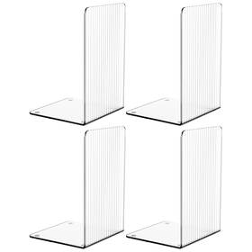 S-0254 Suoxing 4 Pcs Clear Acrylic Bookends For Shelves Large