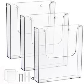 Suwimut S-acrylicbrochureholder-3pc 3 Pack Acrylic Brochure Holder 8.5 X 11 Inch Wall ... Fast Ship