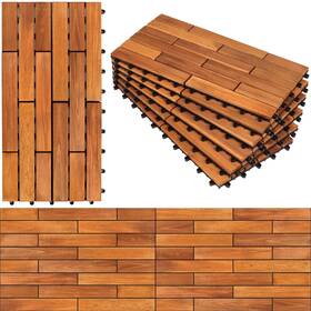 Taitiat 737214793090 Solid Wood Interlocking Flooring Tiles Pack Of 6 24 Inch X 12 Acacia Deck Ti