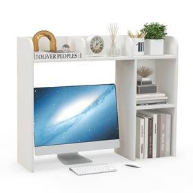 89400758 Tangkula Desktop Bookshelf 3-tier Multipurpose Countertop Hutch For 27