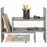 Tbofc0088dkgry Mygift Distressed Gray Wood Adjustable Desktop Bookshelves Countertop Display Shelves