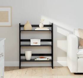10092711 The Container Store Stackable Folding Bookshelf Matte Black