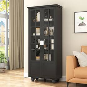 Timechee 752790720650 Storage Cabinet Multifunctional Closet With Doors Black 31.5 Inch W X 72.3 H