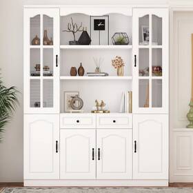Timechee 763839869087 Elegant White Pantry Bookshelf Multifunctional Tempered
