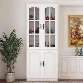Timechee 763839869117 Elegant White Pantry Bookshelf Multifunctional Tempered