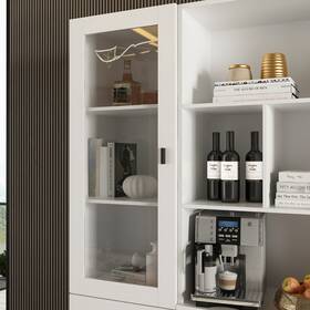 Timechee 767077800321 Various Combined Bookcase Kitchen Cabinet Display White 5door/14shelf