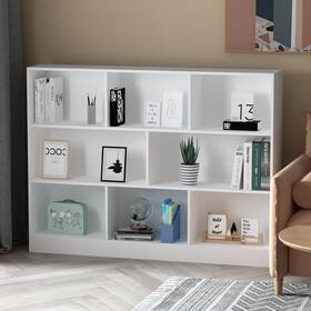 8-cube Timechee 768671882355 Modern 59 Inch L Display Bookcase Organizer White 47.2 W X 9.4 D 4