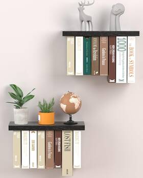 Tohiasen Fbs 2 Floating Book Shelves For Wall Mounted Set Of Wood Hanging Bookshelf