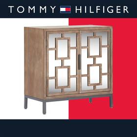 Tommy Hilfiger 887909102758 Hayworth Short Mirrored Accent Cabinet Ash Grey/white Tradit