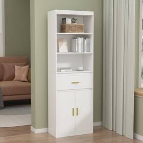 Tq 752790718855 Timechee 70.8ftft H X 23.6ftft W Standard Bookcase Media Cabinet White 70.8 Inch 23.6