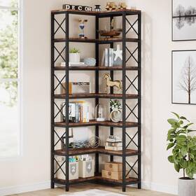 Tribesigns 800689658758 7-shelf Corner Bookshelf Large Modern Bookcase 7-tier Shelf