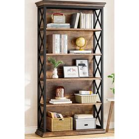 Hoga-f1997 Tribesigns 6-tier Bookshelf 70.87 Inch Etagere Metal And Wooden Bookcase Home Office