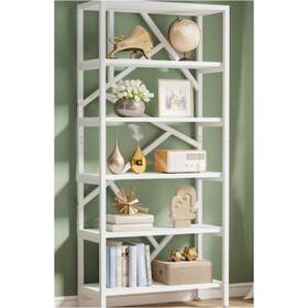 Hoga-u0159 Tribesigns White Metal 6 -shelf Bookcase 71 Inch X 32 12 Storage Rack Modern