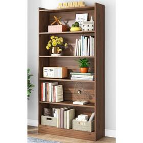 Hoga-xk00391 Tribesigns Wood Bookcase 72 Inch X 35 12 Bookshelf With 6 Storage Shelves Brown