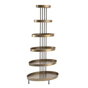 Tripar International 025403196112 6 Tier Oval Display Tower Shelf Gold Black Vintage