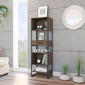 Tuhome 798911201103 Magnum 63-inch Tall Bookcase With 5 Open Shelves And Walnut Rustic