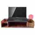 Us410 Etechmart Eco-friendly Monitor Riser Stand Desk Organizer For Home Office Cherry Wood Colo 635983247328
