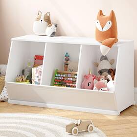 Utex B0d1tm8xsr Stackable Toy Storage Cabinet Wooden Cubby Organizer White Shelf For