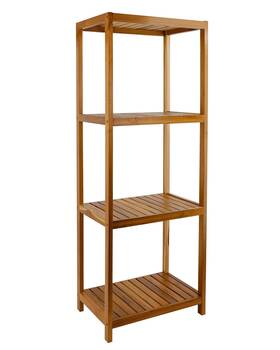 Vaefae 974441110342 Teak Bathroom Shelf 4-tier Storage Wooden Stand Organize