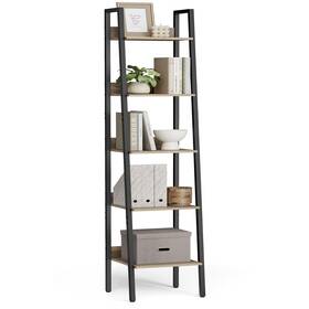 B0c4yttcwg Vasagle 5-tier Narrow Bookshelf Ladder Shelf Camel Brown/black 11.8x13.3x66.9