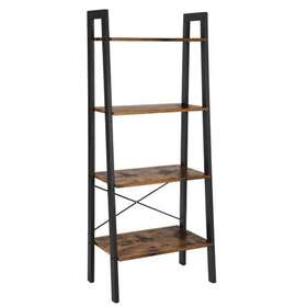 Lls44x-u-b Vasagle 4 Tier Steel Ladder Open Shelf Home Storage Rack Vintage Black Used