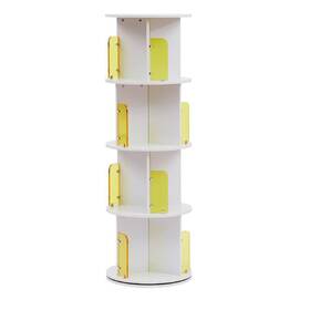 Khd-b14-wht Vecelo Rotating Bookshelf 360 View Display Unique Revolving Storage Rack 4 Tier