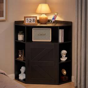 Vecelo Zy06 Corner Storage Cabinet With Charging Station 34 Inch Shelf Door And Ad