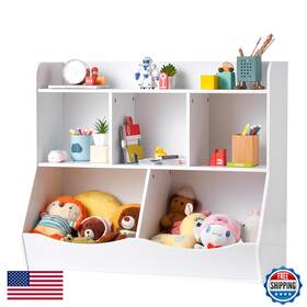 Vevor B0d3hktc62 Wood Kid Storage Cubby Toy Organizer Bookshelf 5-cubby