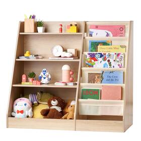 Vevor B0d3kz7lrz Wooden Kids Bookshelf 4-tier Toy Storage Organizer For Toddler Book Shelf