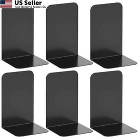 Mebk003 Vfine Bookends 3 Pairs Black Metal Book Ends Heavy 6 Pieces