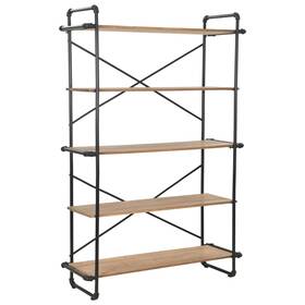 246423 Vidaxl Bookshelf Wall Bookcase Storage Standing Shelf Solid Firwood And Steel