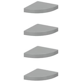 Vidaxl 323894 Corner Shelf Set Of 4 High Gloss Grey Honeycomb Mdf Metal