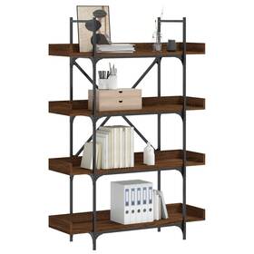 837696 Vidaxl Bookcase 4-tier Storage Display Shelf Rack Brown Oak Engineered Wood