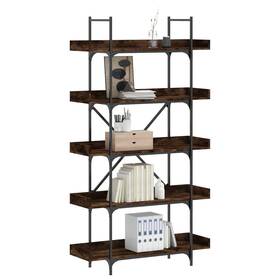 837699 Vidaxl Bookcase 5-tier Storage Display Shelf Rack Smoked Oak Engineered Wood