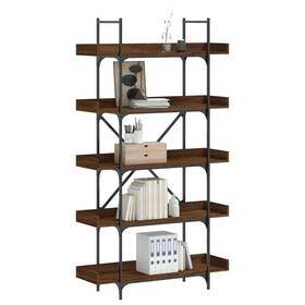 837701 Vidaxl Bookcase 5-tier Storage Display Shelf Rack Brown Oak Engineered Wood