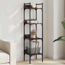 838850 Vidaxl Bookshelf 4-tier Bookcase Storage Organizer Smoked Oak Engineered Wood