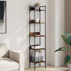 838855 Vidaxl Bookshelf 5-tier Bookcase Storage Organizer Smoked Oak Engineered Wood