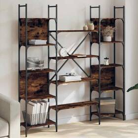 838860 Vidaxl Bookshelf Bookcase Storage Organizer Office Smoked Oak Engineered Wood