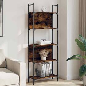 838865 Vidaxl Bookshelf 5-tier Bookcase Storage Organizer Smoked Oak Engineered Wood