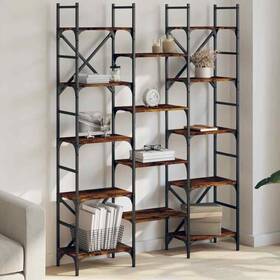 838870 Vidaxl Bookshelf Bookcase Storage Display Shelf Rack Smoked Oak Engineered Wood