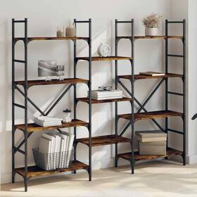 838875 Vidaxl Bookshelf Bookcase Storage Display Shelf Rack Smoked Oak Engineered Wood