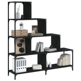 4-stair Vidaxl 842476 Bookcase Storage Bookshelf Display Cabinet Black Engineered Wood