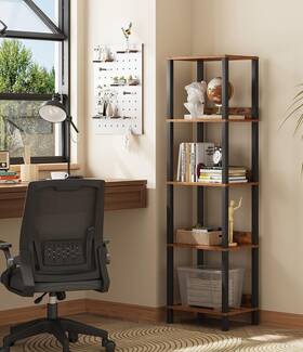 Vimber Ussj001f 5-tier Bookshelf With Anti-fall Baffle Tall Bookcase For Books Garag