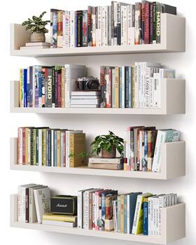 Vmrof Luxsj-s4 Wall Bookshelf Set Of 4 U Shaped Floating Hanging Bookshelves Fo