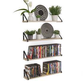 Wallniture 810001926243 Ponza 24 Inch X4.5 Wall Shelves For Living Room Natural Rustic