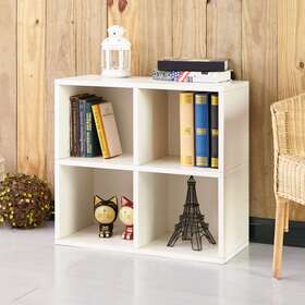 Way Basics 819767013334 Eco Stackable Quad Cube 4 Cubby Storage Shelf White Modern And Contempo